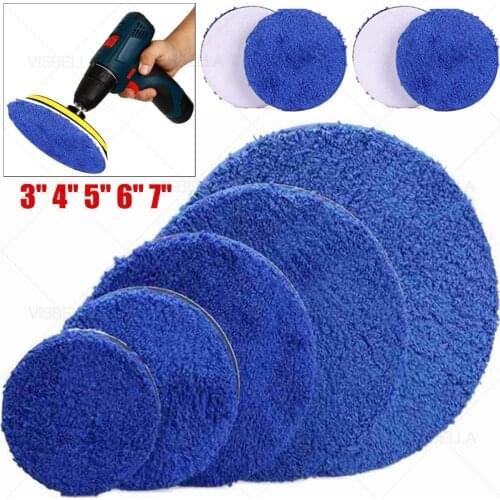 Car Polishing Kit Removing Wax Buffer Pad Microfiber Polishing Backing Pad Replaceable Cleaning Wash for DA/RO Polisher No Drill