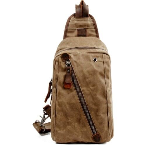 Chest Bag for Men Waterproof Waxed Canvas Shoulder Bag Crossbody Bag Vintage Retro Waist Bag
