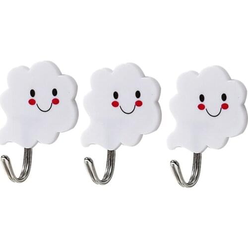 3pcs/set Cloud Wall Hook Key Hanger Self-adhesive Door Clothes Towel Holder Rack Hanger for Hanging Kitchen Hooks Home Organizer