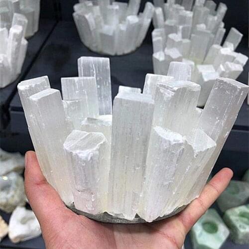 Natural selenite handmade candle holders for home decoration healing crystals candles