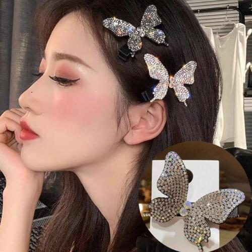New Gorgeous Zircon Crystal Bow Hairpin Fashion Simple Side Clip Bangs Clip Hairpin Headdress Duckbill Clip Hairpin Hair Band