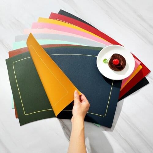 Wholesale sector round table placemat waterproof leather Placemat Insulation pads Custom Hotel Food Mat tablecloth 30x51cm