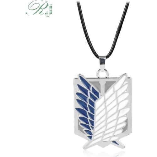 RJ Japan Attack on Titan Necklace Shingeki No Kyojin Metal Choker Wings of Freedom Liberty For Men Friends Cosplay Jewelry