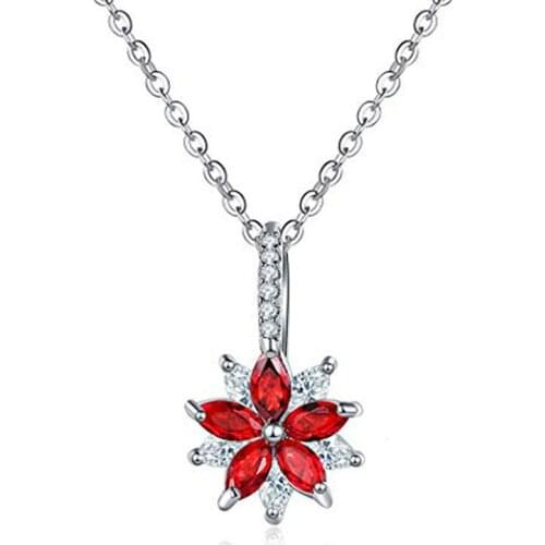 YJGS High Quality Flower Pendant Necklaces Female Fashion Copper Cubic Crystal Zircon Necklace Length 45CM Party Jewelry Gifts