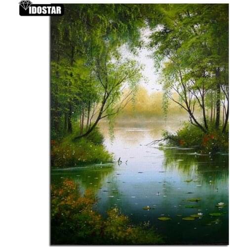 Full Square Drill 5D DIY Diamond Painting"forest Lotus flower"5D diamond Embroidery Cross Stitch diamond Mosaic canvas Decor