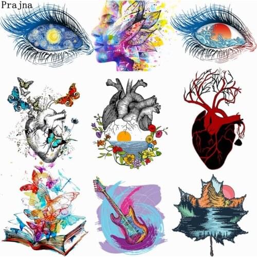 Prajna Anatomical heart Brain Eye Iron on Transfers Organs Patch Vinyl Heat Transfer Patches For Clothing Applique Stickers DIY