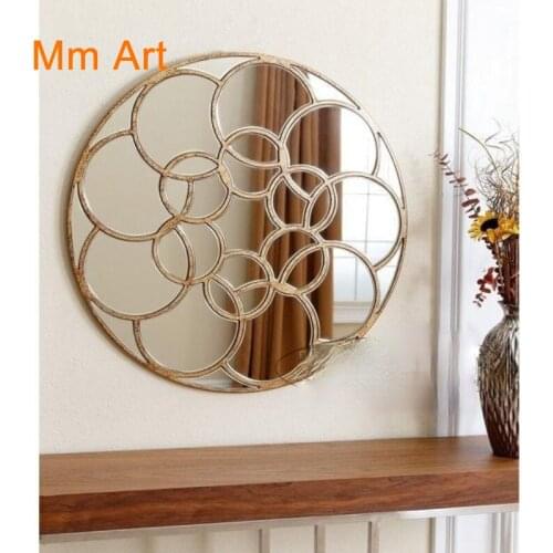 European-Style Luxury Hallway Mirror Decorative Mirror Simple Modern Hallway Living Room Background Mirror round Wall Hanging