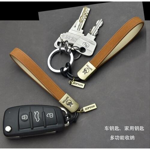 Luxury Gift Leather Keychain Ring Holder Braided Rope Men Leather Car Keychain Durable Retro High Quality Fashion Keychain Car