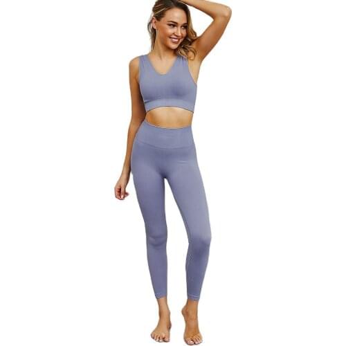 Active Wear 2 Piece Set Women Sport Wear Women Set Seamless Yoga Suit Women Sleeveless Striped Sport Suit Women Fitness Clothing