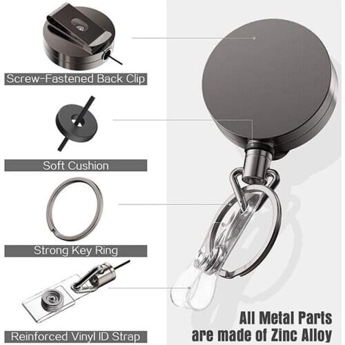 Outdoor Sports Retractable Badge Holder to ID Card/Key/Tool/Pouch/Bag/Backpack Belt Clip Key Ring for Name Card Keychain