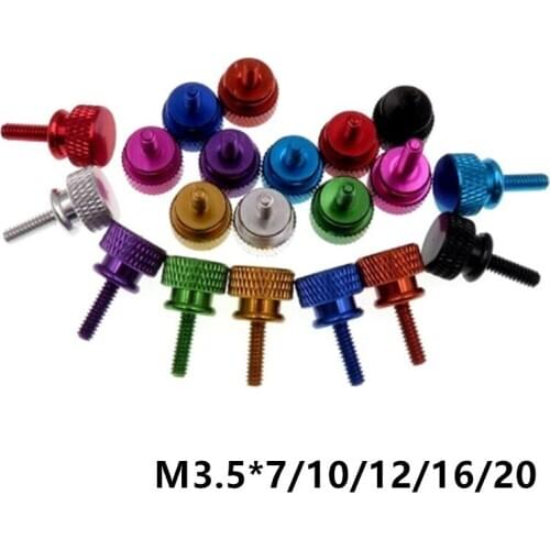 M3.5 *7/10/12/16/20mm Colourful Aluminum Alloy Knurled Screw for Computer Case