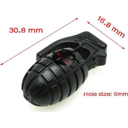 100 pcs/pack Grenade Style Plastic Cord Lock Stopper Black For Paracord/Shoe Lace Free Shipping