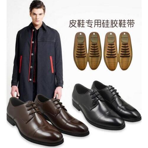 12pcs/Set High Quality Thread No Tie Shoelaces New Novelty Elastic Silicone Leather Shoe Laces For Men Paper Card Packaging