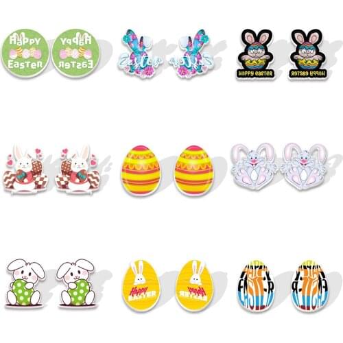 2021 Happy Easter Egg Acrylic Resin Stud Earrings for Kids Charm Gift Earring