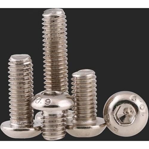 30Pcs M2 10.9G high-strength nickel-plated Allen semi-circular head hex screw round cup mushroom socket cap bolts 10mm-20mm L