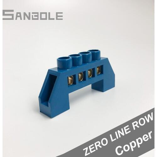 6*9 Blue Bridge Design Zero Line 4 Pole Screw Type Brass Copper Electrical Terminal Block Connector Neutral (10PCS)