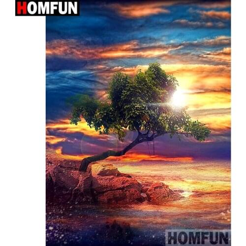 HOMFUN Full Square/Round Drill 5D DIY Diamond Painting "Scenic sunset" Cross Stitch 5D Home Decor A01289