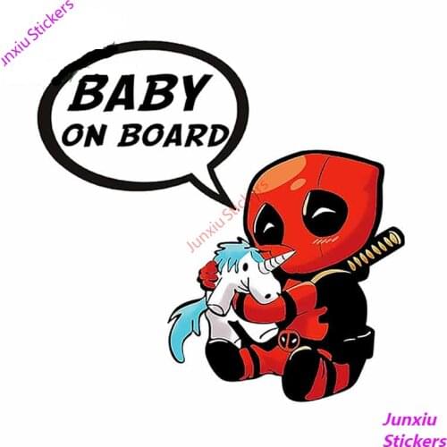 Baby on board DeadPool Car Stickers And Decal Occlusion Scratch 3D DIY Waterproof Scratch-Proof Decoration KK13*13cm