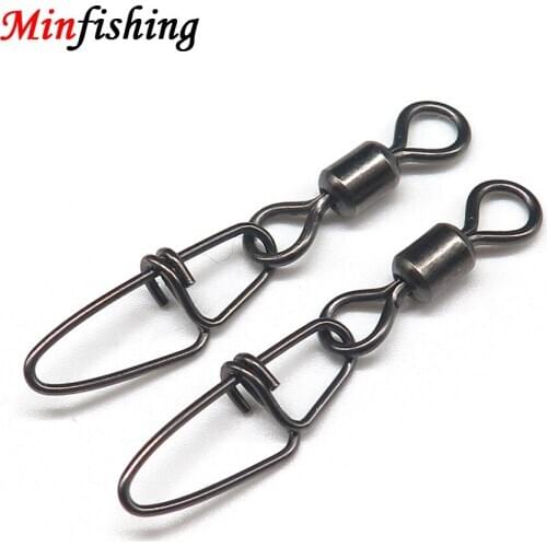 Minfishing 250 pcs/lot Swivel Fishing Rolling Swivel with double Coastlock Snap Fishing Hook Connector Tackle Model MS+SK