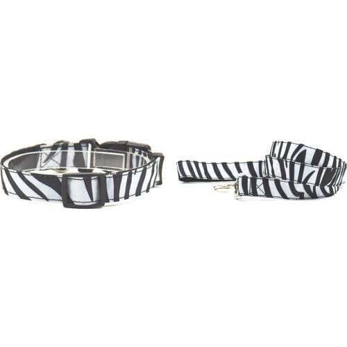 Trendy Fashion stripe white nylon puppy Pets Dogs collar leash two size S Ldog collar lead soft collar pet dog small pets