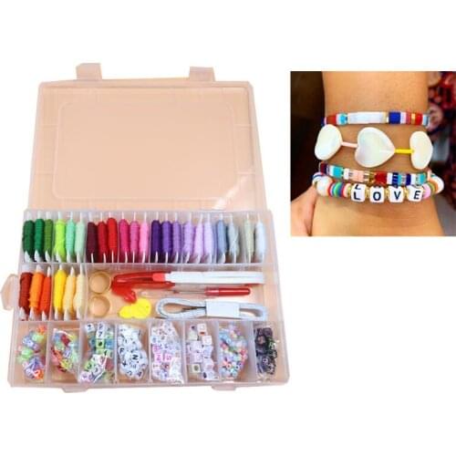 Handcrafted DIY Bracelet Making Beads Kit Hand-Make Necklaces Letter Beads Thread Set Embroidery Floss