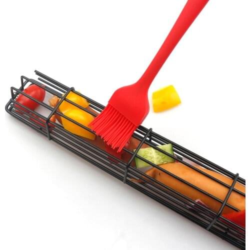 2pcs Kabob Grilling Basket Reusable Durable Anti-Corrosion Wooden Handle Barbecue Tool Grill Basket Grill Net For Co-Worker