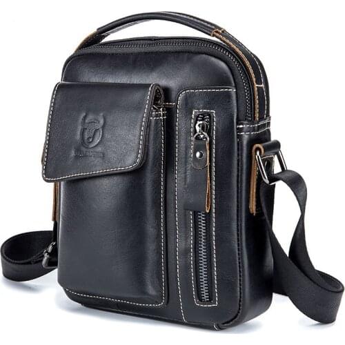 TopFight Genuine Leather Mens Crossbody Shoulder Bags Small Shoulder Bag for Male Crossbody bag Casual Tote Handbag