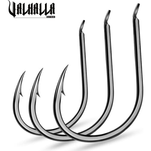 VALHALLA 1000Pcs Fishing Hooks 3#-15# Single Hook High Carbon Steel Barbed Carp Black Nickle Jig Big Fishhook Treble Hook