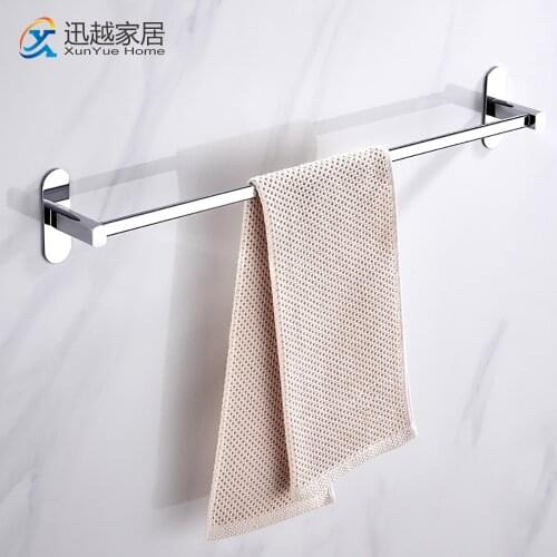 Towel Holder Bars Punch-Free Wall Bath Hanger 40-50cm Silver 304 Stainless Steel Storage Rack Bathroom Accessories