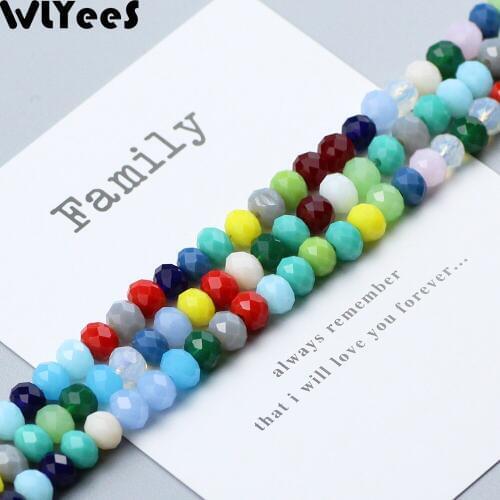 WLYeeS 50pcs Ceramic pendant Beads 6x4mm faceted flat Round Austrian Crystal Loose bead for Jewelry Bracelet Earrings Making DIY