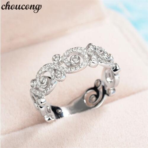 Choucong Handmade Female Flower ring 925 Sterling silver Engagement Wedding Band Rings For Women AAAAA zircon Jewelry