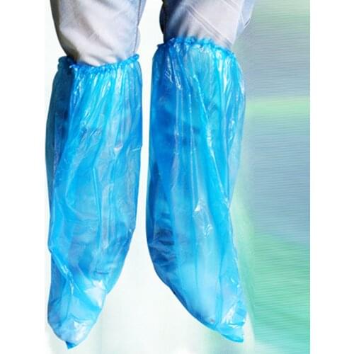 1 Pair Disposable Shoe Covers PE Waterproof Overshoes Rainproof Long Tube Protective Shoe Covers