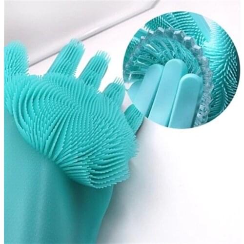1Pair Silicone Cleaning Gloves Multifunction Magic Silicone Dish Washing Gloves For Kitchen Household Silicone Washing