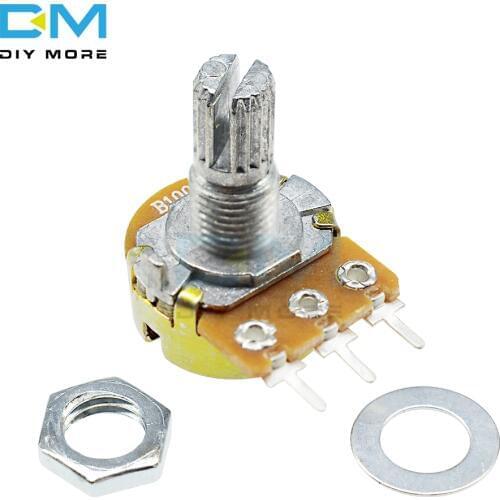 100K ohm Type B Linear Taper Rotary Carbon Film Metal Potentiometer Panel pot B100K WH148 15mm 3 Pin