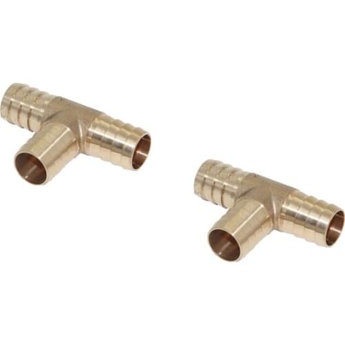 2PCS Barbed Brass Tee Adapter T Piece 3 Ways Hose Fuel Hose Joiner Adapter