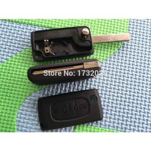 5pcs/Lot New Replacement Key Shell For Peugeot 3 Button Flip Remote Key Case Trunk Button HU83 Blade With Groove No Logo Auto