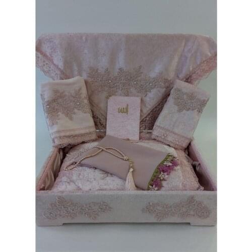 Turkish Dowry Set Pink 8 Pieces Pack Set Marriage Muslim Set Scarf Yasin Arabic Islamic Mevlüt Umrah Sijadat