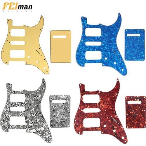 Pleroo Guitar Accessories 11 Screw Hole Pickguard with back plate for Fender Stratocaster Standard ST HSH Guitar Scratch Plate