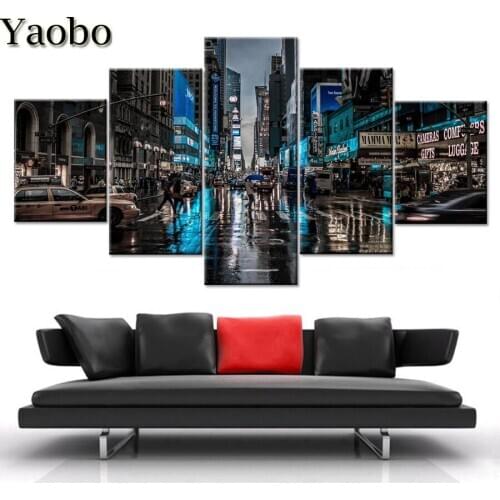 5 pcs/set diy 5D Diamond Painting City Street Car Night Scene Cross Stitch Full Square Diamond Embroidery Rhinestones Painting