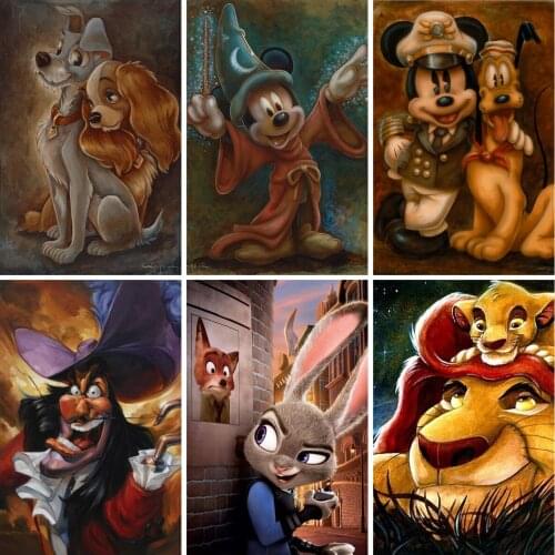 Disney Cartoon Lady and The Tramp 5D Diamond Painting Cross Stitch Embroidery Full Diamond Mosaic Wall Decor Gift
