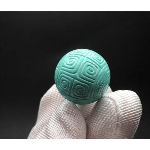 High Level 17mm Round Beads Raw Ore Carved Blue Turquoise 6.6g for Fine Jewelry Making High Quality Loosing Beads