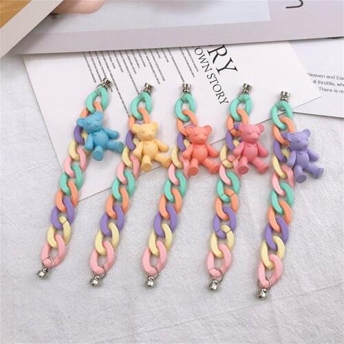 1pcs Candy Color Cute Little Bear Mixcolor Acrylic Chain Link For Diy Making Key Chain Phone Case Decoration Jewelry Accessories
