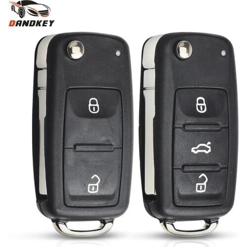 Dandkey 10pcs 2/3 Buttons Flip Car Remote Key Shell For VW Volkswagen Golf Mk6 Tiguan Polo Passat B5 Folding Blank Key Case Fob
