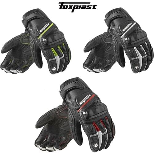 FOXPLAST Genuine Leather Motorcycle Long Racing Gloves S1 Racing Team Gloves BMX MTB Motocross gloves Size S-XXXL