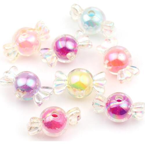 Doreen Box Acrylic Candy Beads Multicolor Sweet Cute DIY Findings for Jewelry Making About 22mm x12mm Hole: Approx 2.8mm, 50 PCs