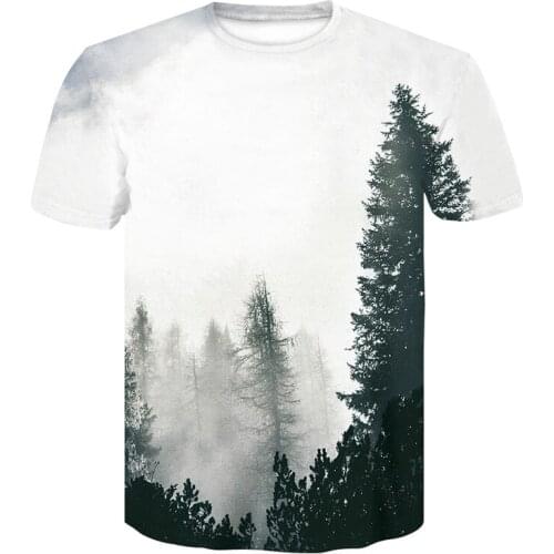 Forest pattern 3D t-shirt Men Fitness Tight Crossfit short Sleeve Shirts male Summer Tops Fashion Hip Hop Tee clothing