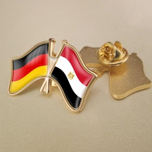 Germany and Egypt Crossed Double Friendship Flags Lapel Pins Brooch Badges
