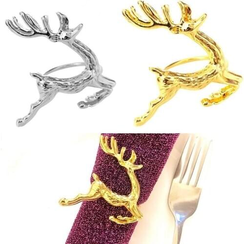 1/2pcs Christmas Napkin Ring Elk Deer Dinner Napkin Buckle For Restaurant Wedding Christmas Decoration Christmas Napkin Ring