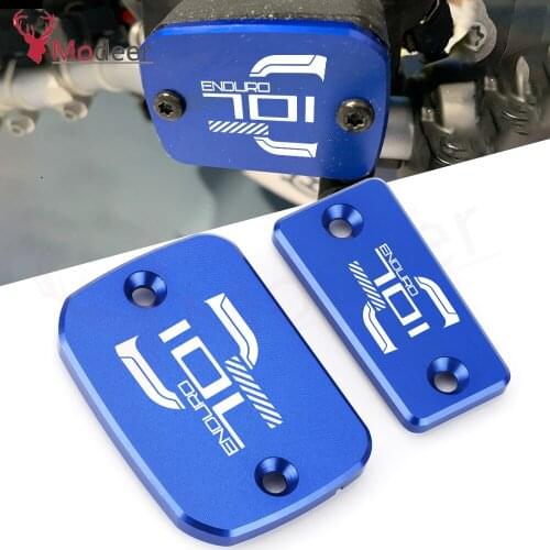 2Pcs New 701Enduro Logo Motorcycle Brake Fluid Reservoir Cover Set For 701 Enduro 2016 2017 2018 2019 2020 2021 Accessories