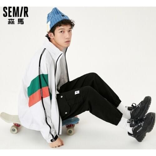 SEMIR Jacket Men 2021 Autumn And Spring Models Lapel Trendy Brand Coat MenS Design Versatile Loose Contrast Sports Tops